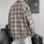 宽松格子衬衫男士外套2021秋季长袖衬衫休闲上衣韩版男装衬衣潮流(米蓝格 XL)第4张高清大图