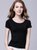 SUNTEK纯色莫代尔T恤女夏圆领短袖打底衫百搭修身显瘦黑色短款上衣(XL （建议115-125） 白色)第4张高清大图
