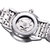 坤格德国进口品牌全自动机械表男士手表精钢表带男表时尚防水(白盘银壳银带 钢带)第5张高清大图