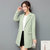 VEGININA 韩版修身显瘦时尚中长款小西装外套 3301(绿色 3XL)第2张高清大图