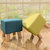 家逸 创意换鞋凳实木圆凳 布艺方墩小矮凳  沙发凳(蓝色 方形)第3张高清大图