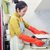 顶牛 乳胶植绒手套 特长加厚 保暖手套家务家用清洁洗碗RJ002(M（中码） 10双)第5张高清大图