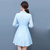 VEGININA 韩版百搭时尚显瘦改良旗袍蕾丝连衣裙 3231(兰色 XXL)第3张高清大图