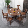 恒兴达 乌金木实木餐桌椅组合新中式简约大圆桌家用8人饭桌(胡桃色 单餐桌)