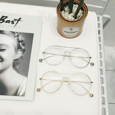 【迪丽热巴同款眼镜框球金属双梁复古平光镜圆