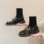 SUNTEK马丁靴女2021年新款英伦风春秋季瘦瘦单靴黑色连袜短靴子乐福女鞋(37 22177-黑色毛里)第4张高清大图