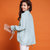 七格格2017春装新款 复古灯笼袖宽松绑带纯色雪纺衫上衣 女X913(灰色 L)第3张高清大图