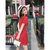 女夏V领性感红色波点连衣裙2018新款法式复古裙子(红色 XL)第2张高清大图