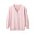 艾米恋v领针织衫女开衫夏季短袖宽松七分袖外搭显瘦粉色上衣外套(粉色 均码)第2张高清大图