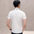 帛依恋夏季新款男装韩版修身大码纯色立领棉麻短袖衬衫(白色 3XL)第2张高清大图