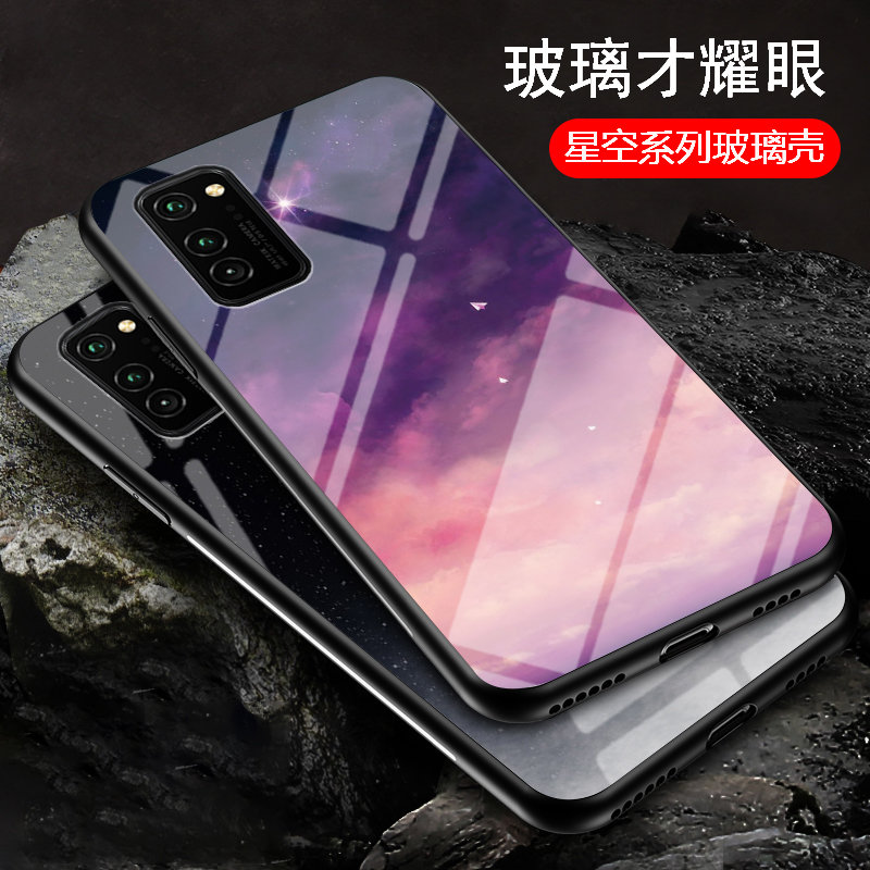 华为荣耀v30手机壳新款v30pro星空彩绘玻璃壳honorv30pro防摔软边保护