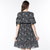 领米时尚 2017夏季女装新款欧美高端时尚大码显瘦雪纺印花短袖连衣裙C7561(黑色 5XL)第3张高清大图