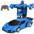 娃娃博士 儿童玩具车一键变形遥控车赛车(蓝色 变形遥控车)第5张高清大图