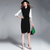 素芬 职业装春夏新款时尚气质连衣裙修身休闲OL职业裙潮(黑色 XL)第3张高清大图