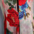 VEGININA 中国风印花旗袍改良大码短袖连衣裙 9800(红色 5XL)第5张高清大图
