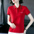纯棉短袖t恤女夏季2022年新款宽松女装洋气减龄高品质带领polo衫(大红色 XXL)第4张高清大图
