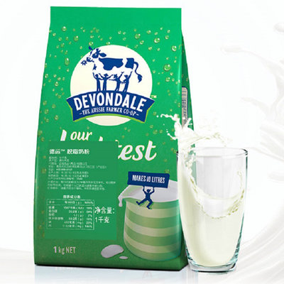 【真快乐自营】澳大利亚 进口奶粉 德运 （Devondale）调制成人奶粉 （脱脂）1kg 袋装