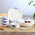 4个米饭碗+4根勺子+4个8英寸菜盘子碟子餐具套装油上彩日式青花瓷陶瓷器喝汤碗家用韩式第2张高清大图