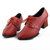 羽陌伦诗 英伦风复古单鞋尖头系带纯色浅口中跟粗跟单鞋 R220(红色 36)第5张高清大图
