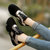 新款镜面低帮鞋厚底跑步鞋小码34系带平底大码女运动鞋41 6148(黑色 41)第4张高清大图
