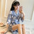 韩版学生睡衣女夏季短袖纯棉甜美可爱日系和服宽松家居服套装清新(蓝色 M)第3张高清大图