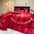 公主风60s支长绒棉贡缎四件套红色婚庆刺绣被套全棉1.8m床上用品(缘来是你)第7张高清大图