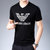 LIDEN AMANI 阿玛尼男士短袖T恤衫棉质V领中青年商务休闲时尚上衣体恤(黑色 165/M)第4张高清大图