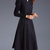 2021欧美时尚气质流行款长袖修身显瘦高雅黑色中长款连衣裙(黑色 S)第3张高清大图