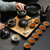 茶杯套装家用简约现代客厅办公室整套黑陶瓷茶壶茶碗日式功夫茶具(侧把壶(14头茶具))第4张高清大图