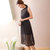 Mistletoe夏装显瘦欧根纱两件套无袖连衣裙韩版女装时尚气质长裙F6517(黑色 L)第4张高清大图