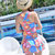2020夏季新款裙式连体泳衣 花朵可爱小性感泳装 沙滩度假女士泳装60106(亮蓝 XL)第4张高清大图