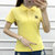 2021夏季短袖T恤女纯棉白色有领NY刺绣潮牌polo衫女运动翻领上衣(黄色 S)第5张高清大图