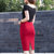 半身裙女秋冬新品韩版高腰黑色包臀裙中长款百搭针织一步裙子女装   TFX6802(酒红色 XL)第4张高清大图