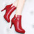 秋冬季尖头短靴新款高跟鞋性感细跟尖头女靴子马丁靴裸靴 LK6173(红色 39)第5张高清大图