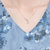 VEGININA 修身显瘦V领中长款印花短袖连衣裙 3138(蓝色 3XL)第4张高清大图