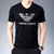 LIDEN AMANI 阿玛尼男士短袖T恤衫棉质V领中青年商务休闲时尚上衣体恤(黑色 165/M)第2张高清大图