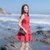 2018夏季新款韩版女装修身显瘦无袖气质小礼服镂空蕾丝连衣裙裙子(红色)(L)第3张高清大图