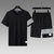男士夏季新款潮牌经典休闲运动套装短裤短袖两件套(黑色 2XL)第3张高清大图