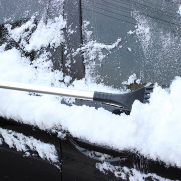 卡饰得(CARCHAD) 伸缩旋转雪铲 刷子 除雪铲冰二合一 85-125CM EVA手柄 不锈钢把(单只装)