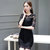 性感蕾丝2016年夏季短袖中裙镂空休闲连衣裙 AYFS609-1(黑色 L)第3张高清大图