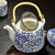 茶具套装 陶瓷茶壶 家用简约凉水壶喝茶杯过滤泡茶壶 复古中式大号提梁壶茶盘(8头白金叶-圆托盘)第3张高清大图