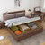 北欧实木床1.5米1.8m金丝胡桃木软靠包床现代简约双人床卧室家具(1.8*2米胡桃色 床)第3张高清大图