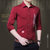 洲玛仕 2018新款休闲男式衬衫 个性字母韩版修身型衬衣(18017红色 5XL)第3张高清大图