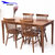 天米 TIMI 北欧白橡实木餐桌椅 简美胡桃色1.2米1.4米餐厅家具 长方形一桌四椅(胡桃色 1.2米+4把温莎椅)第3张高清大图