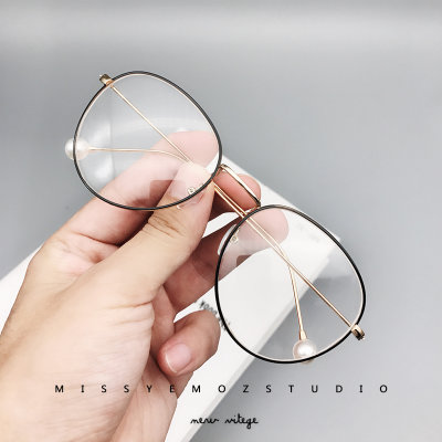 【网红眼镜框男韩版潮复古圆脸金丝边超轻可配