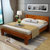 夏树 床 实木床简约现代中式双人床实木橡胶木床 单人床M211(柚木色高箱床 1.8M床+垫+2柜)
