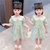 女童碎花连衣裙2021夏季新款宝宝洋气网红公主裙儿童装夏装小裙子(绿色 110)第4张高清大图