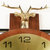 汉时（Hense)新中式轻奢创意黄铜鹿头实木挂钟欧式客厅静音装饰石英钟表HP1922(黑色边框金属表框)第7张高清大图