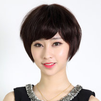 美元素假发 女 气质型真发时尚短发型 女士假发套mr027(x5手织顶心深棕色)