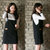 Mistletoe新款裙子秋韩版女装 撞色打底衫长袖两件套背带连衣裙(黑色 S)第2张高清大图